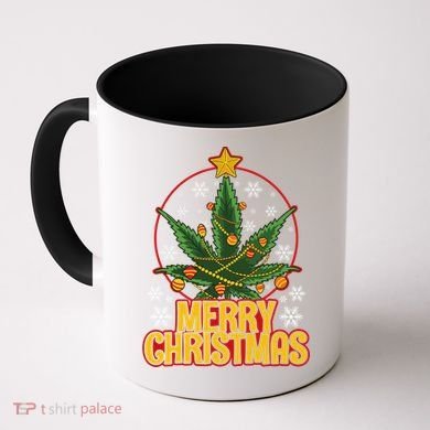 Merry Christmas Weed Marijuana Leaf Christmas Tree Pot Leaf Gift Coffee Mug