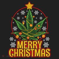 Merry Christmas Weed Marijuana Leaf Christmas Tree Pot Leaf Gift Beanie thumb 2