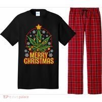 Merry Christmas Weed Marijuana Leaf Christmas Tree Pot Leaf Gift Pajama Set thumb 0