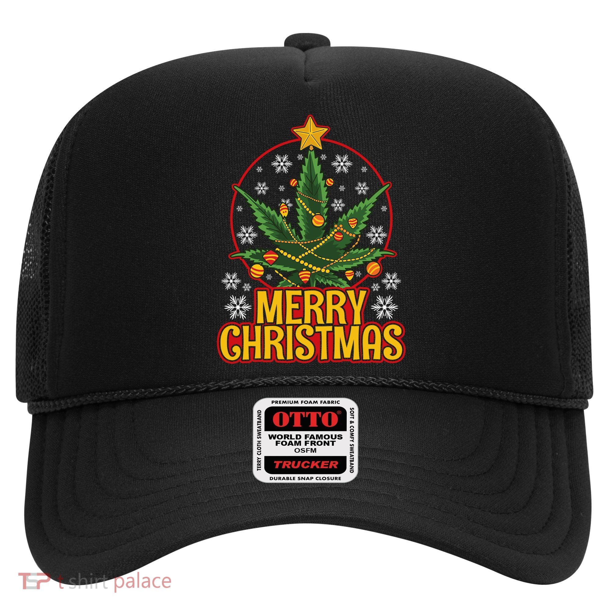 Merry Christmas Weed Marijuana Leaf Christmas Tree Pot Leaf Gift Hat