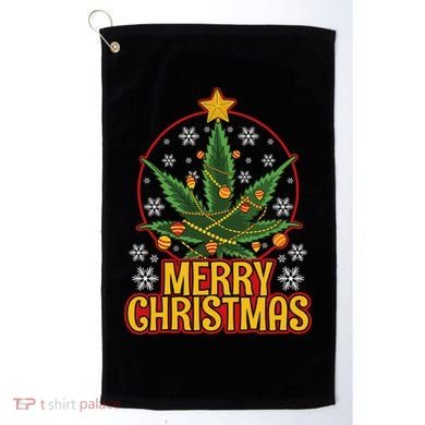 Merry Christmas Weed Marijuana Leaf Christmas Tree Pot Leaf Gift Golf Towel