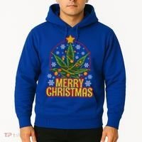 Merry Christmas Weed Marijuana Leaf Christmas Tree Pot Leaf Gift Hoodie thumb 2