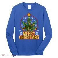 Merry Christmas Weed Marijuana Leaf Christmas Tree Pot Leaf Gift Long Sleeve Shirt thumb 0