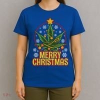 Merry Christmas Weed Marijuana Leaf Christmas Tree Pot Leaf Gift T-Shirt thumb 4