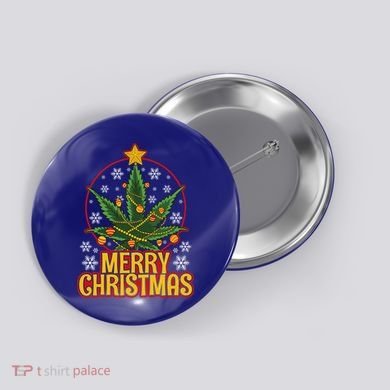 Merry Christmas Weed Marijuana Leaf Christmas Tree Pot Leaf Gift Button