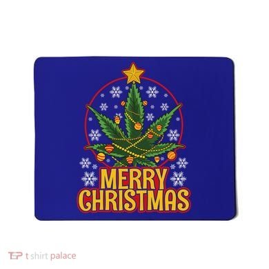 Merry Christmas Weed Marijuana Leaf Christmas Tree Pot Leaf Gift Mousepad