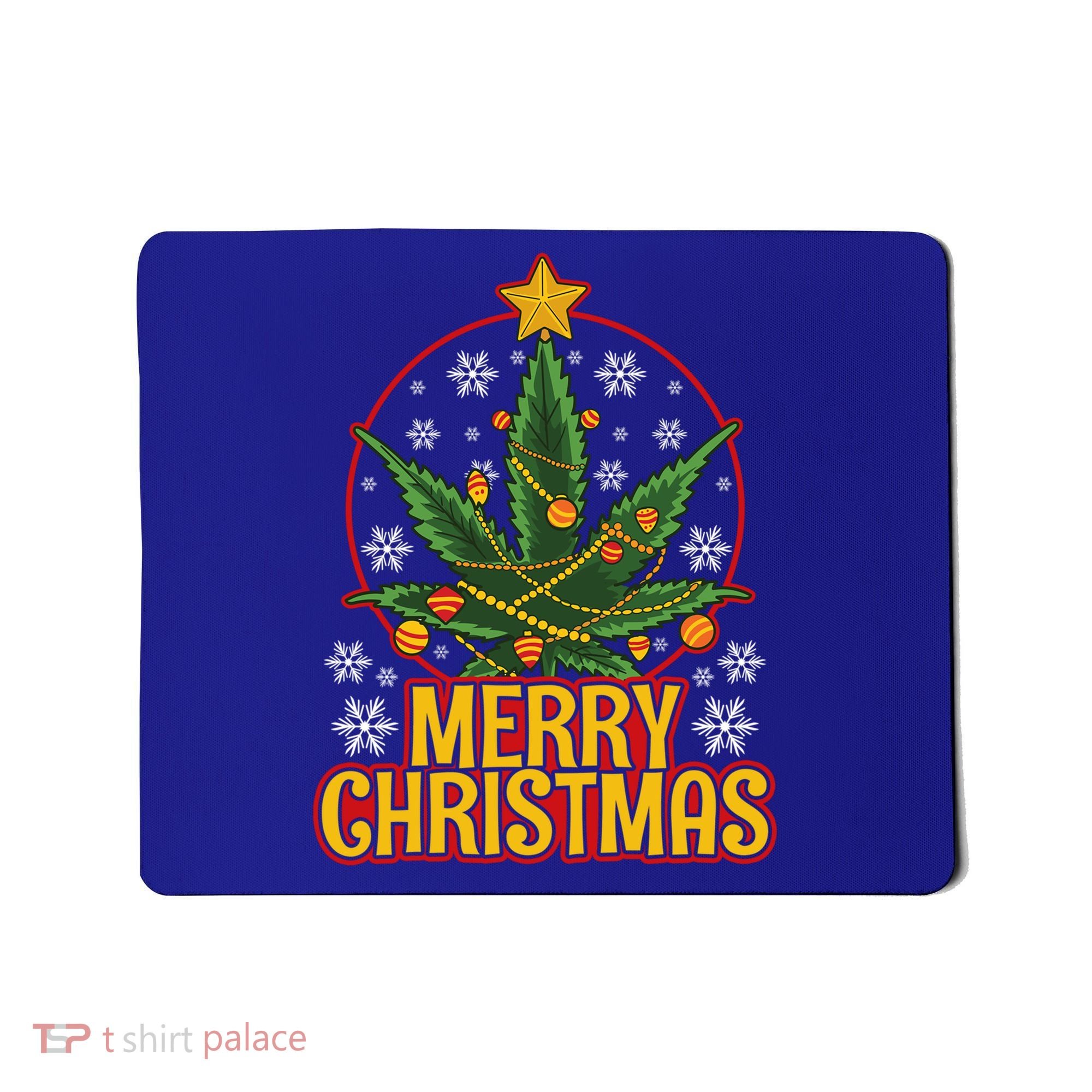 Merry Christmas Weed Marijuana Leaf Christmas Tree Pot Leaf Gift Mousepad