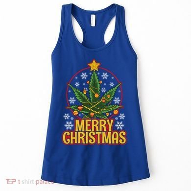 Merry Christmas Weed Marijuana Leaf Christmas Tree Pot Leaf Gift Women's Tank Top