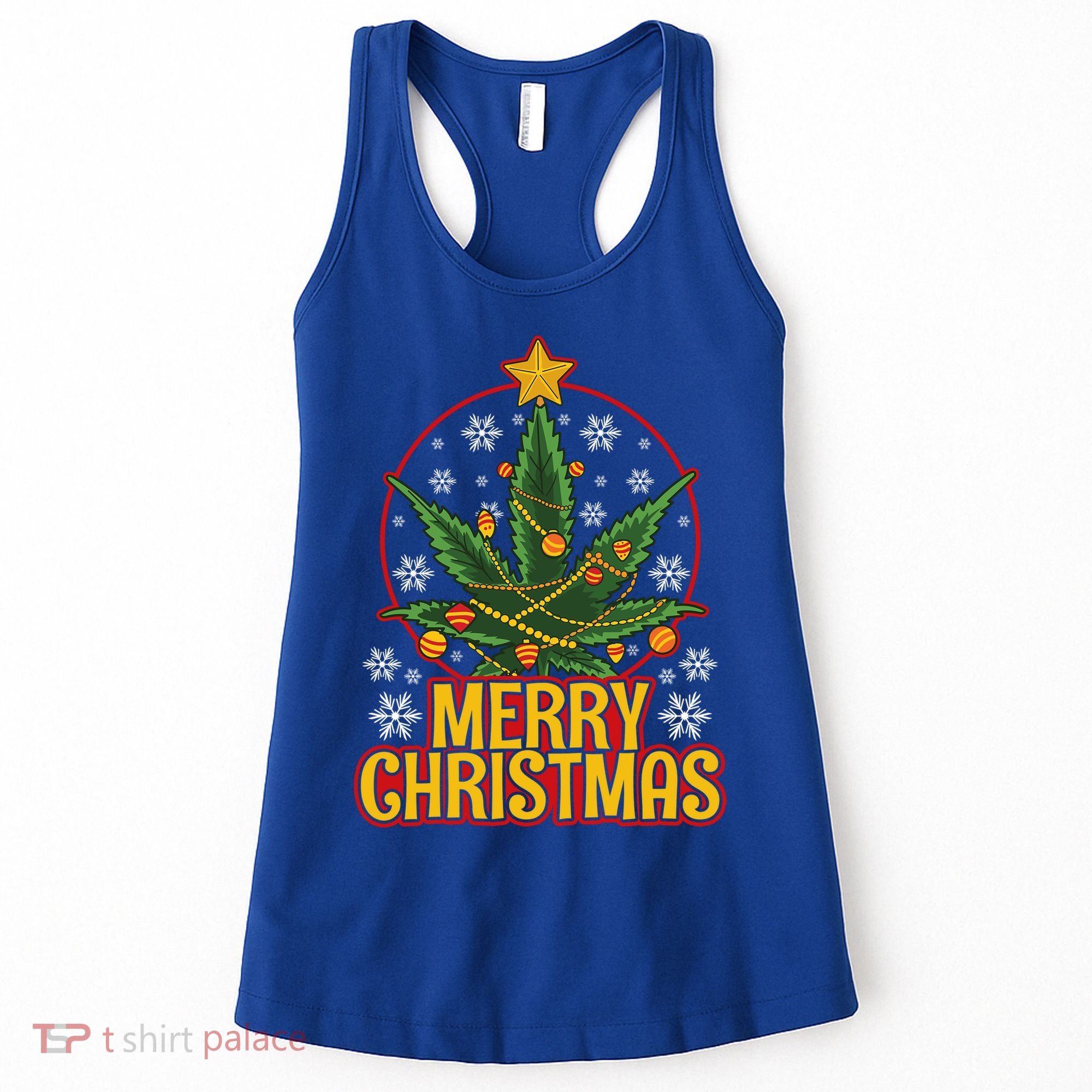Merry Christmas Weed Marijuana Leaf Christmas Tree Pot Leaf Gift Women's Tank Top