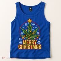 Merry Christmas Weed Marijuana Leaf Christmas Tree Pot Leaf Gift Tank Top thumb 2