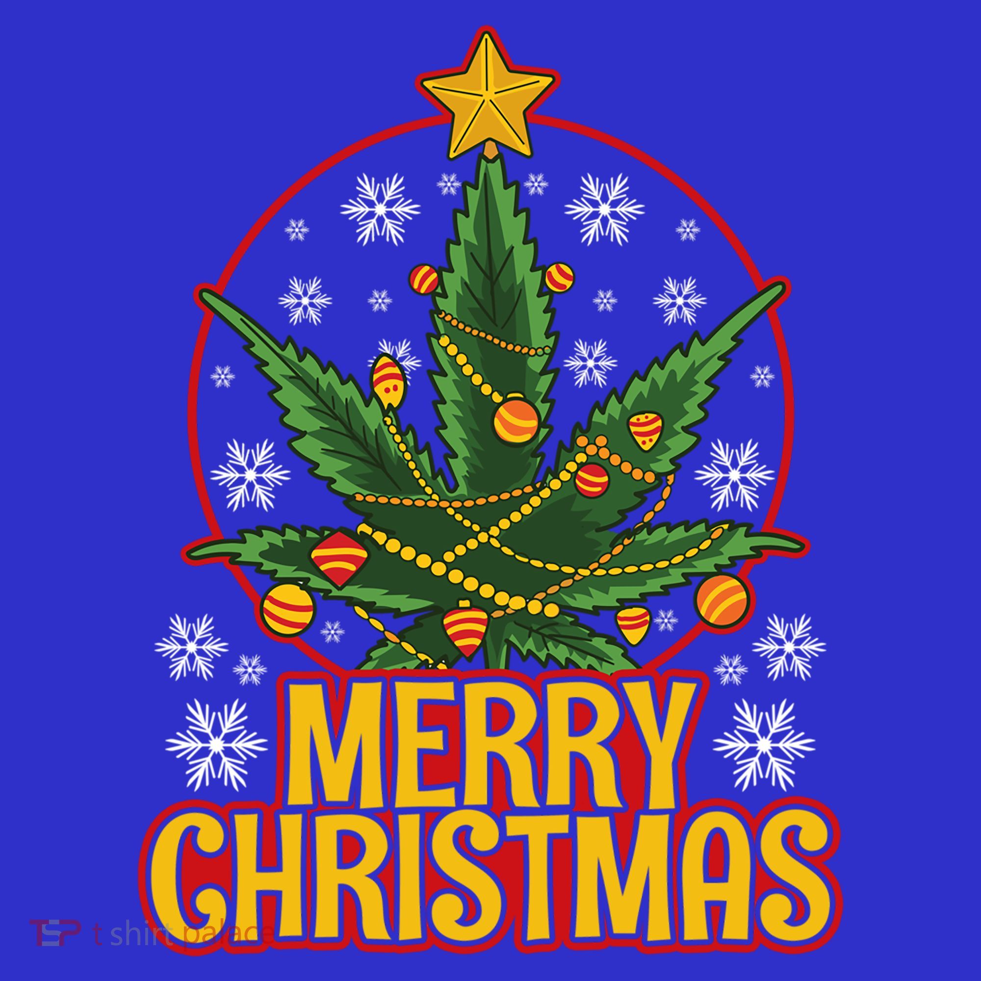 Merry Christmas Weed Marijuana Leaf Christmas Tree Pot Leaf Gift Tank Top