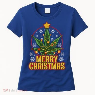 Merry Christmas Weed Marijuana Leaf Christmas Tree Pot Leaf Gift Women's T-Shirt