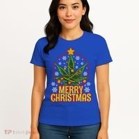 Merry Christmas Weed Marijuana Leaf Christmas Tree Pot Leaf Gift Women's T-Shirt thumb 4