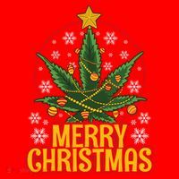 Merry Christmas Weed Marijuana Leaf Christmas Tree Pot Leaf Gift Santa Hat thumb 1