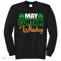 May Contain Whiskey Funny Irish St. Patrick's Day Sweatshirt thumb 0