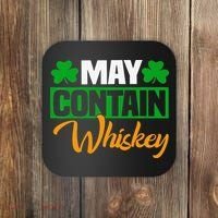 May Contain Whiskey Funny Irish St. Patrick's Day Coaster thumb 0