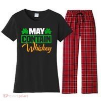 May Contain Whiskey Funny Irish St. Patrick's Day Women's Flannel Pajama Set thumb 0