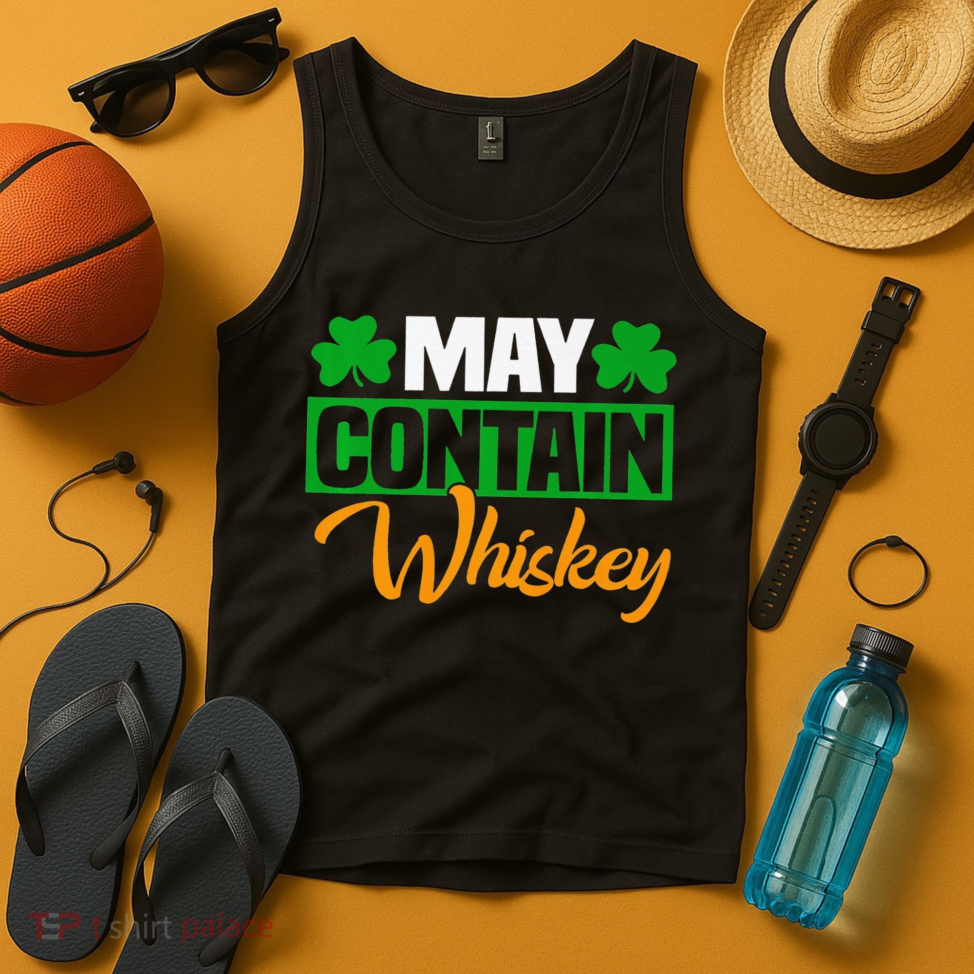 May Contain Whiskey Funny Irish St. Patrick's Day Tank Top