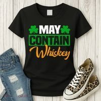 May Contain Whiskey Funny Irish St. Patrick's Day Women's T-Shirt thumb 3