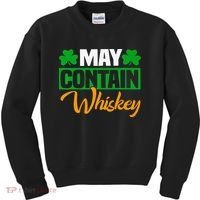 May Contain Whiskey Funny Irish St. Patrick's Day Kids Sweatshirt thumb 0