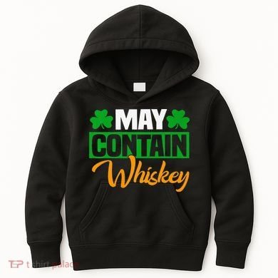 May Contain Whiskey Funny Irish St. Patrick's Day Kids Hoodie