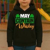 May Contain Whiskey Funny Irish St. Patrick's Day Kids Hoodie thumb 3