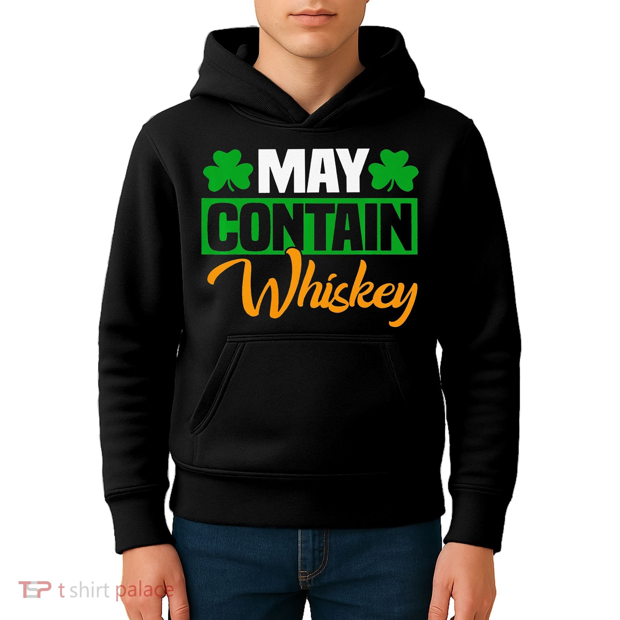May Contain Whiskey Funny Irish St. Patrick's Day Kids Hoodie