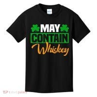 May Contain Whiskey Funny Irish St. Patrick's Day Kids T-Shirt thumb 0