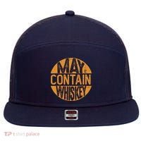 May Contain Whiskey Funny Liquor Drinking 7 Panel Mesh Trucker Snapback Hat thumb 0