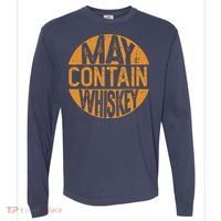 May Contain Whiskey Funny Liquor Drinking Comfort Colors Heavyweight Long Sleeve T-Shirt thumb 0