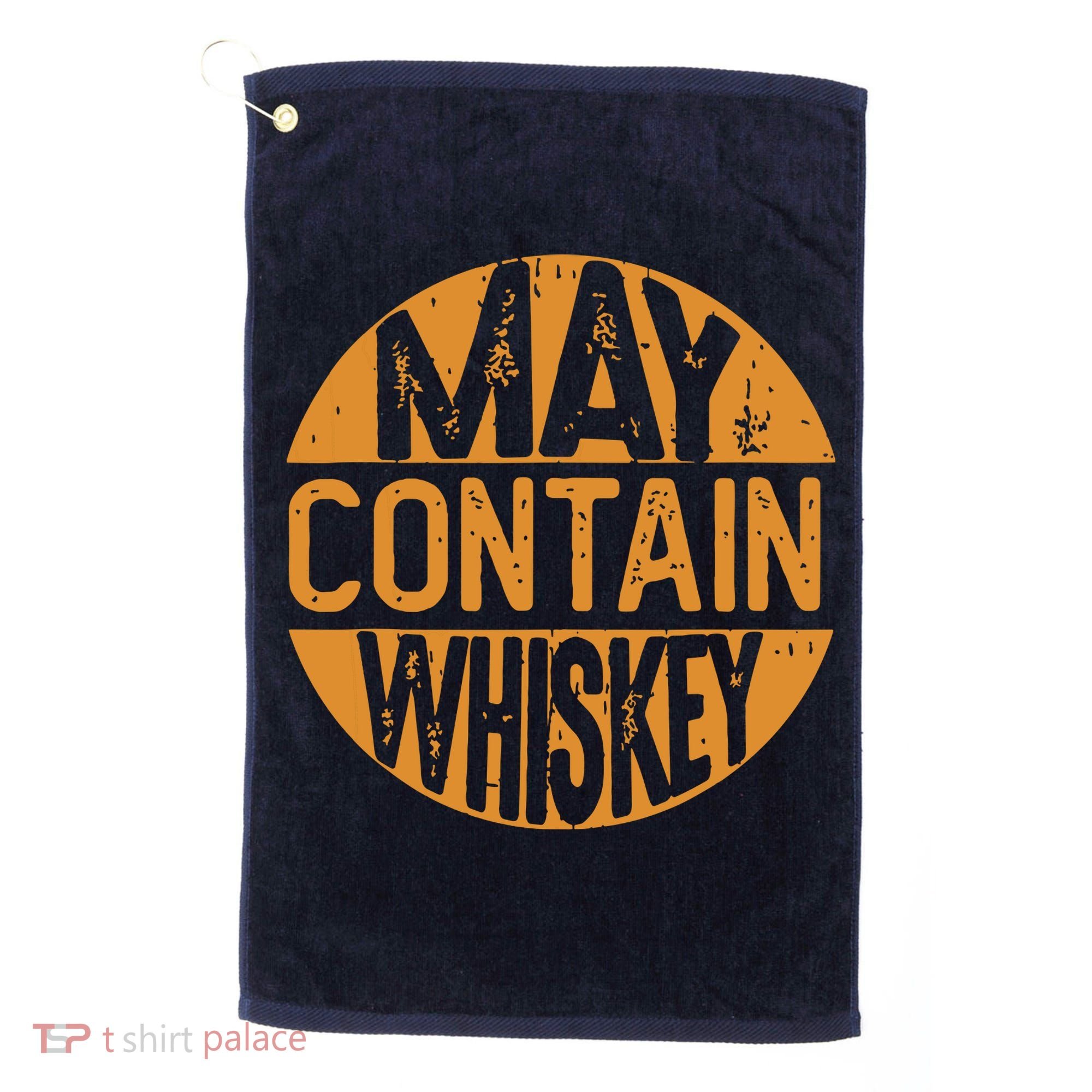 May Contain Whiskey Funny Liquor Drinking Golf Towel