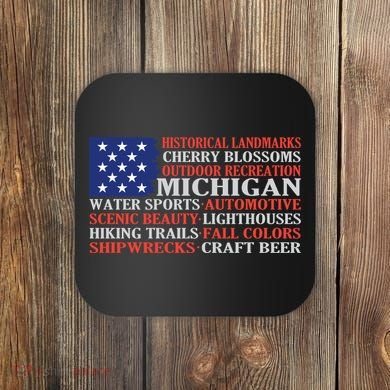 Michigan Characteristic Words Coaster