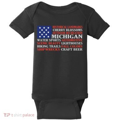 Michigan Characteristic Words Baby Bodysuit
