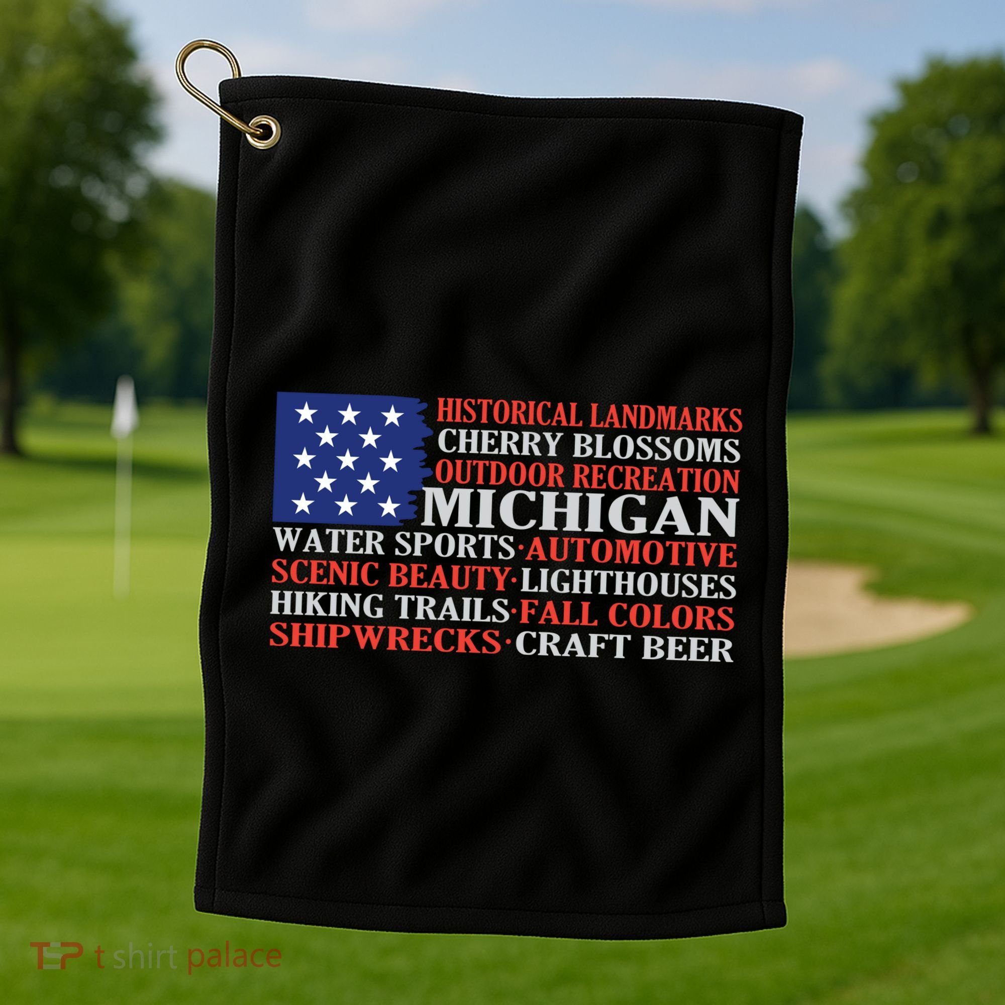 Michigan Characteristic Words Golf Towel