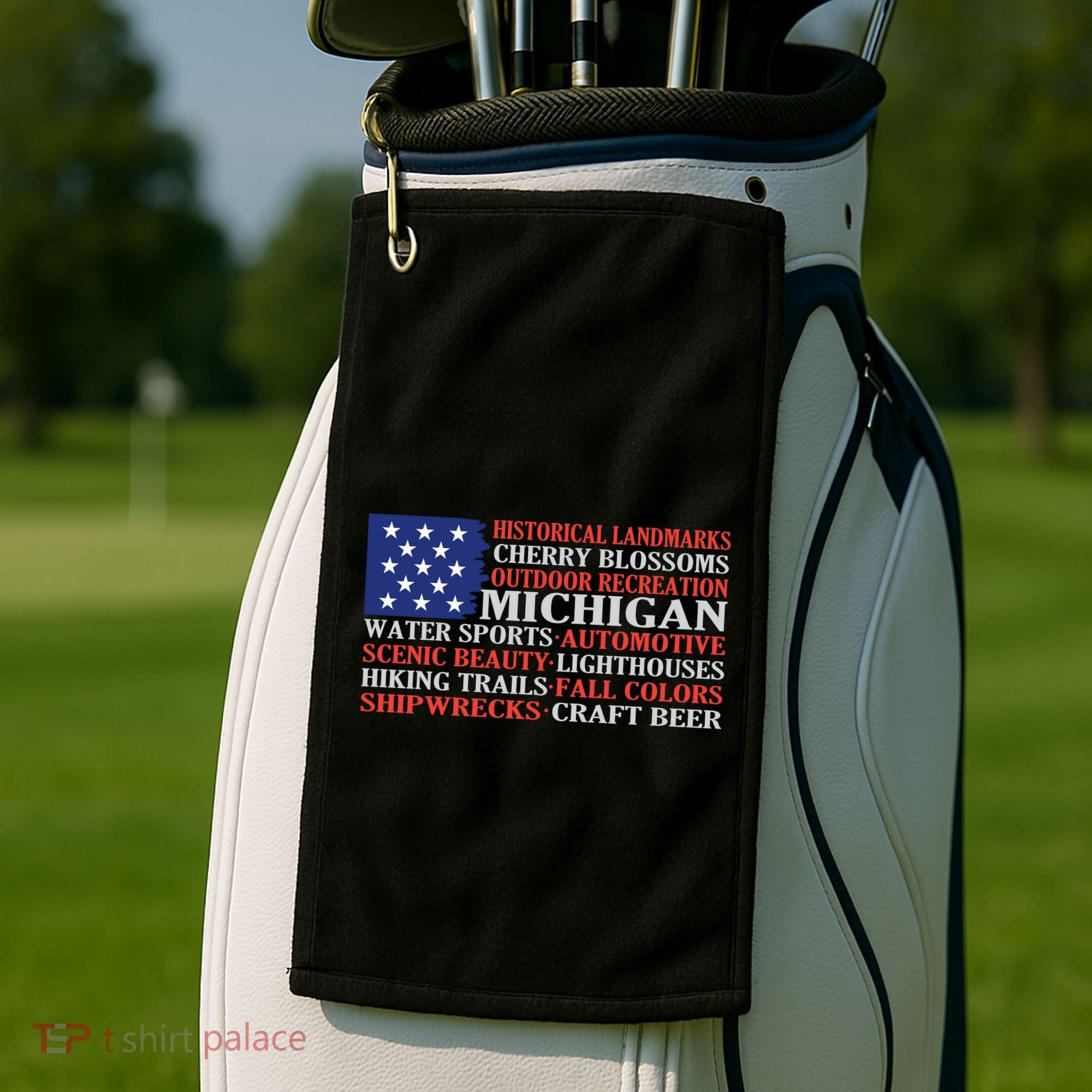Michigan Characteristic Words Golf Towel