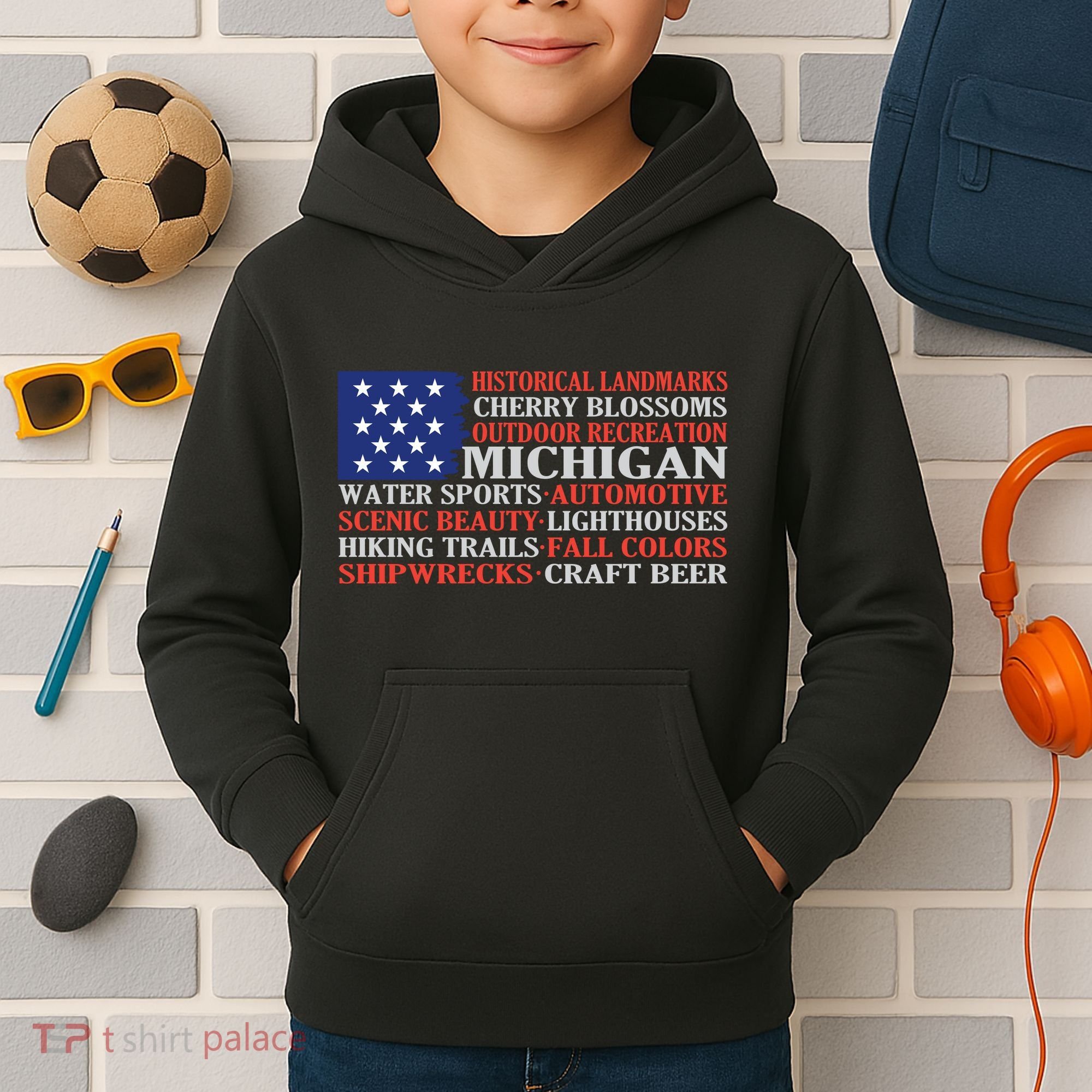 Michigan Characteristic Words Kids Hoodie