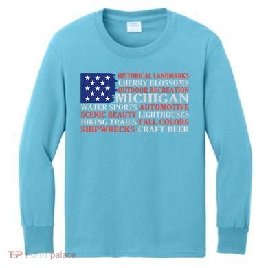 Michigan Characteristic Words Kids Long Sleeve Shirt