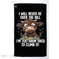 Messy Cow Will Never Be Over Hill I’M Too Darn Tired Climb Golf Towel thumb 0