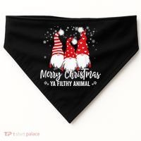 Merry Christmas Ya Filthy Animals Funny Christmas Gnome USA-Made Doggie Bandana thumb 0