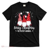 Merry Christmas Ya Filthy Animals Funny Christmas Gnome T-Shirt thumb 0