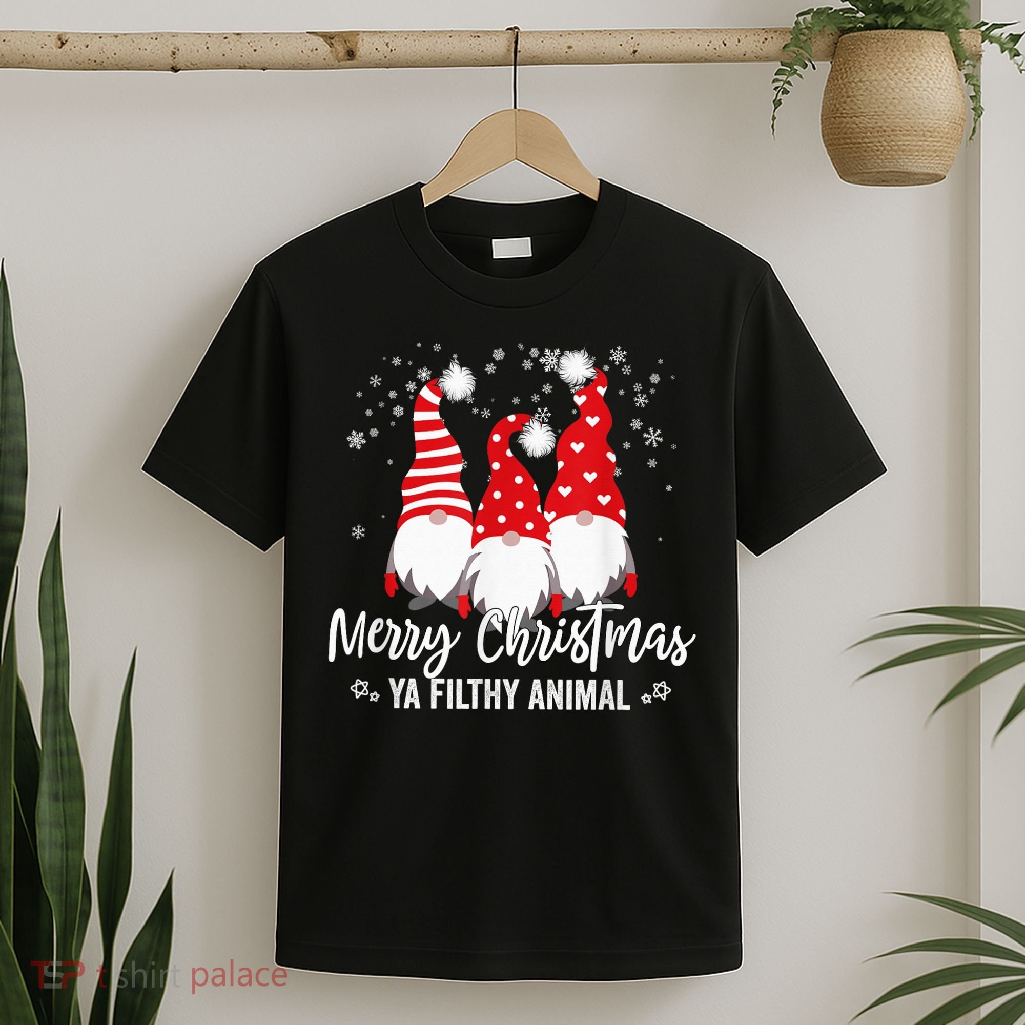 Merry Christmas Ya Filthy Animals Funny Christmas Gnome T-Shirt
