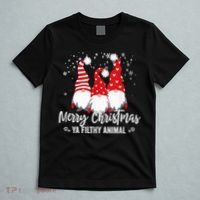 Merry Christmas Ya Filthy Animals Funny Christmas Gnome T-Shirt thumb 5