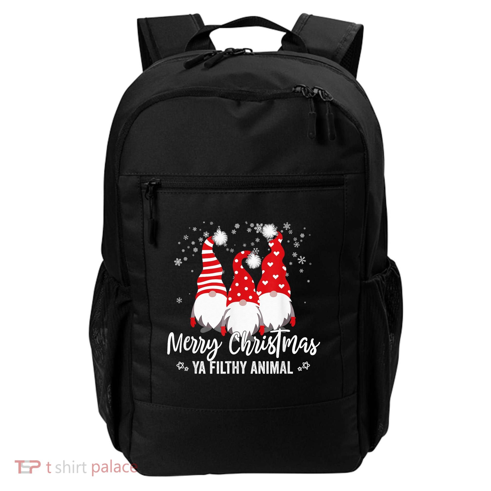 Merry Christmas Ya Filthy Animals Funny Christmas Gnome Backpack