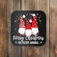 Merry Christmas Ya Filthy Animals Funny Christmas Gnome Coaster thumb 0