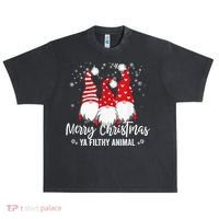 Merry Christmas Ya Filthy Animals Funny Christmas Gnome Urban Oversized Heavyweight T-Shirt thumb 0