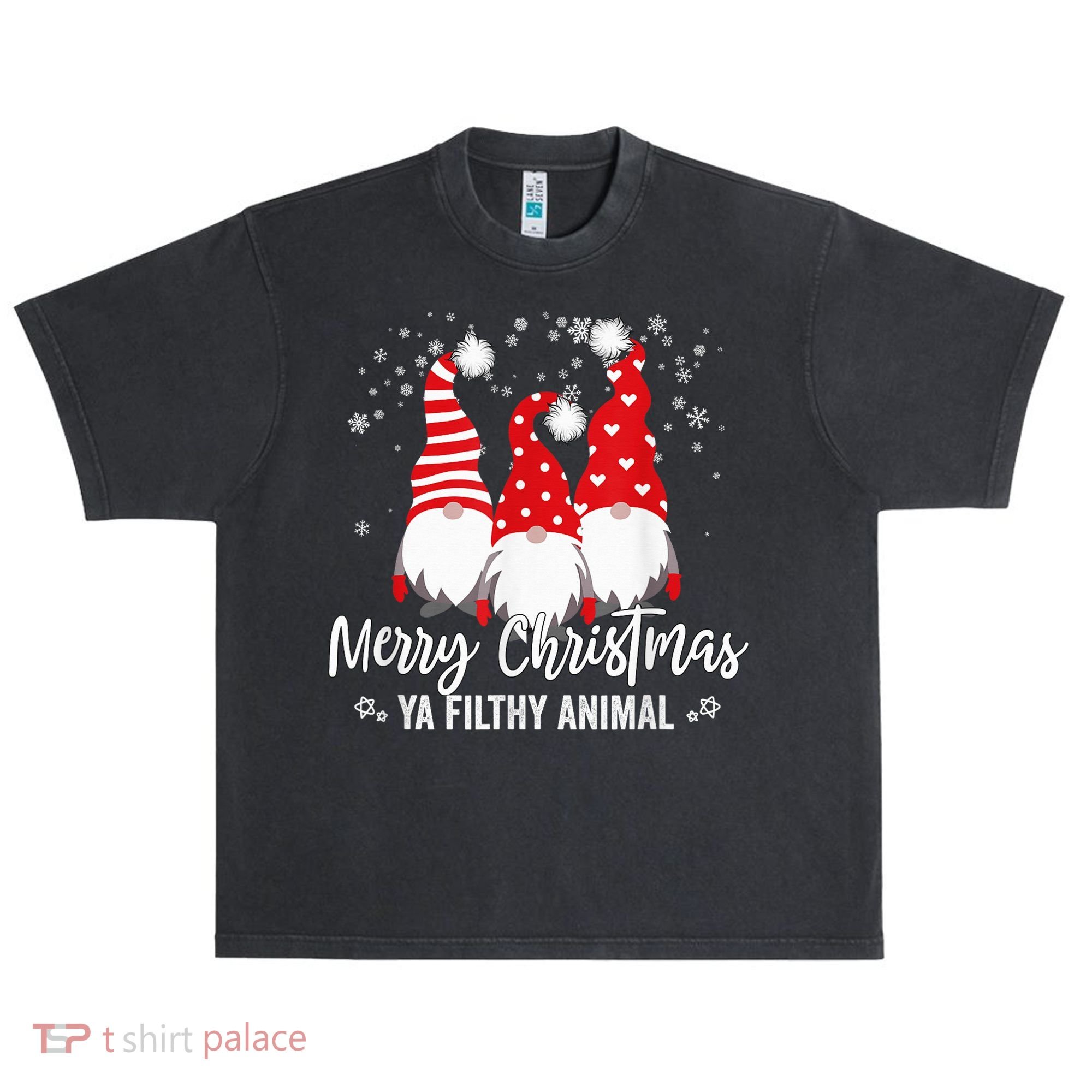 Merry Christmas Ya Filthy Animals Funny Christmas Gnome Urban Oversized Heavyweight T-Shirt