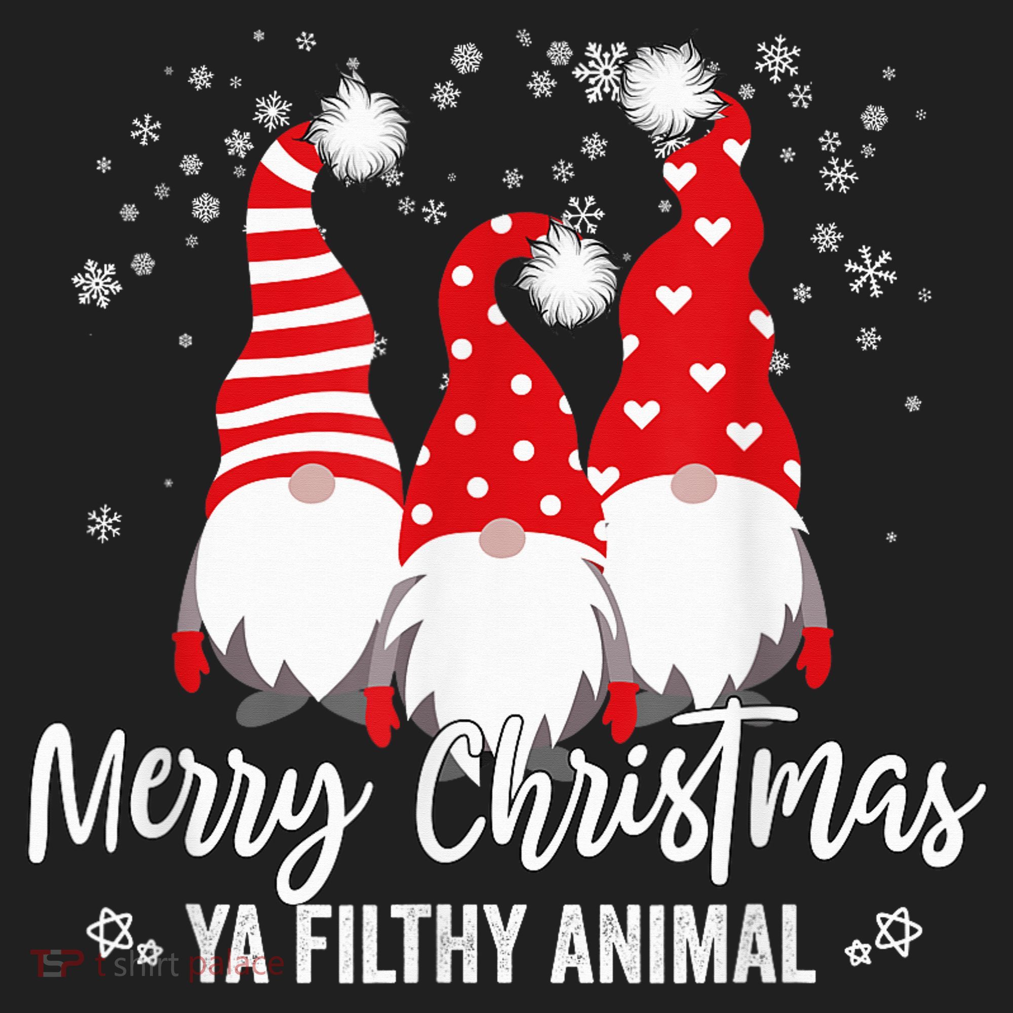 Merry Christmas Ya Filthy Animals Funny Christmas Gnome Urban Oversized Heavyweight T-Shirt