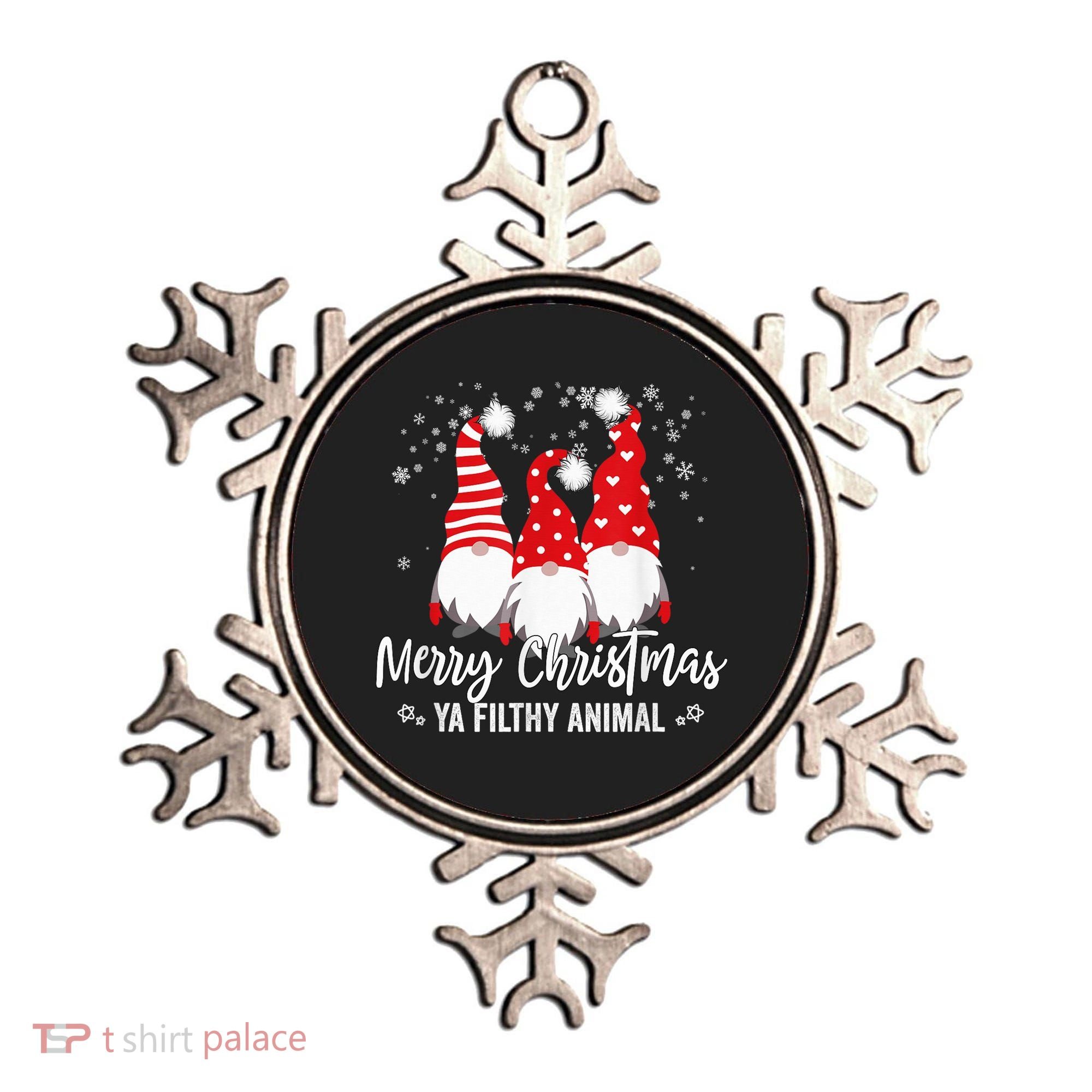 Merry Christmas Ya Filthy Animals Funny Christmas Gnome Ornament