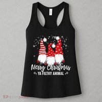 Merry Christmas Ya Filthy Animals Funny Christmas Gnome Women's Tank Top thumb 3