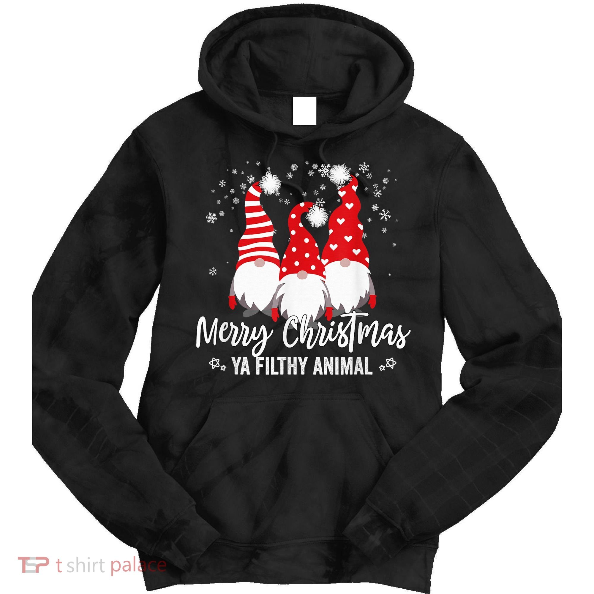 Merry Christmas Ya Filthy Animals Funny Christmas Gnome Tie Dye Hoodie